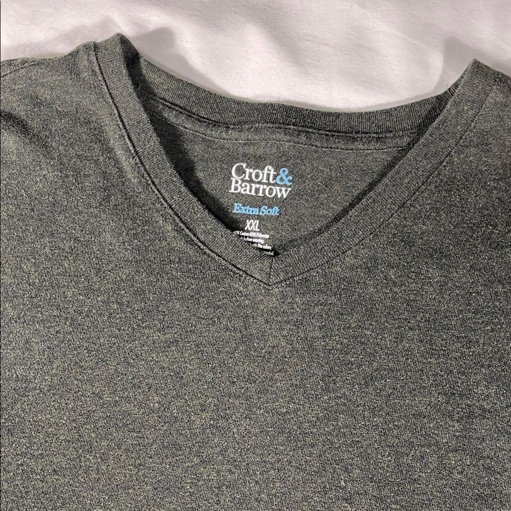 Croft & Barrow mens dark green lightweight v-neck long sleeve t-shirt - size XXL